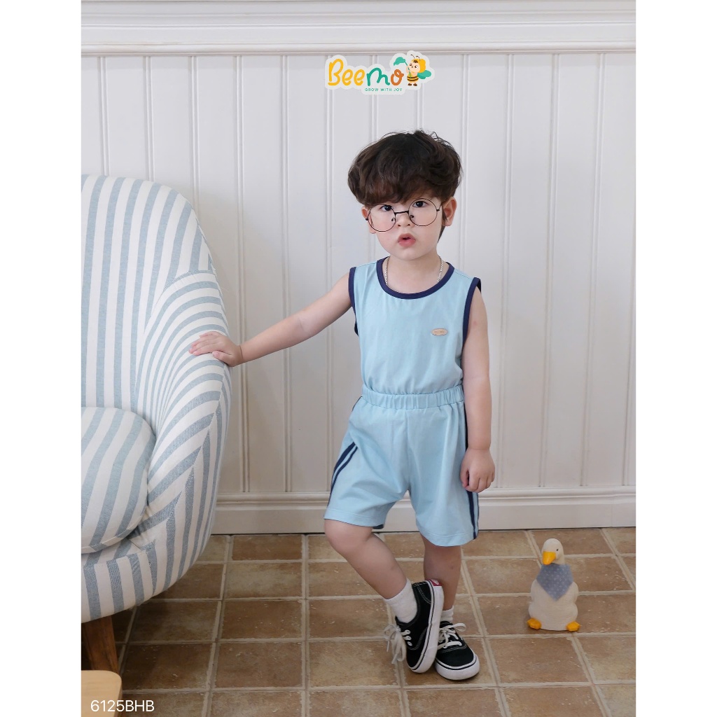 Bộ cotton ba lỗ trơn basic unisx cho bé, bộ thun ba lỗ mềm mát đính tag