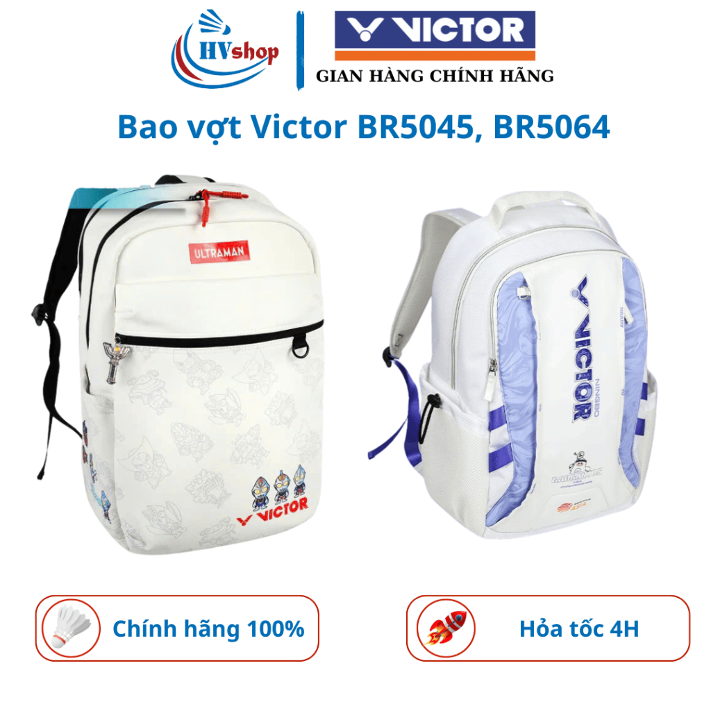 Balo cầu lông Victor BR5064, BR5045 chính hãng, ngăn đựng đồ công thái học - HVShop