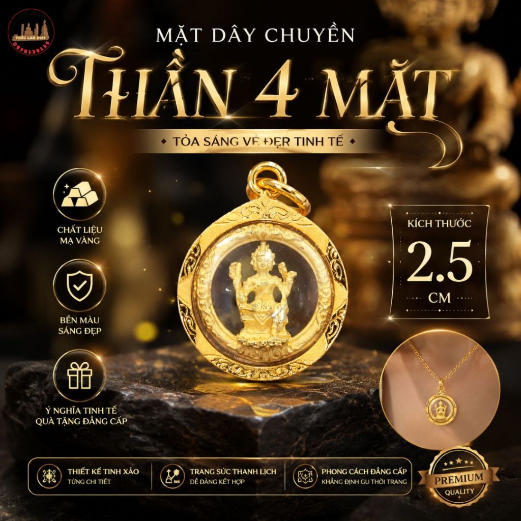 Mặt Dây Chuyền Tứ Diện Tròn 2.5cm Phù Hợp Đeo Hằng Ngày