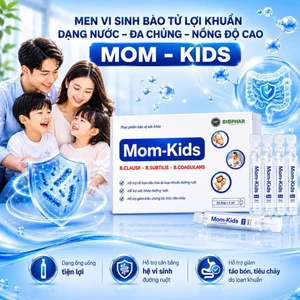 Men vi sinh Biophar Mom Kids cho bé hỗ trợ giảm rối loạn tiêu hóa, kích thích ăn ngon, hấp thụ dinh dưỡng - 20 ống 5ml