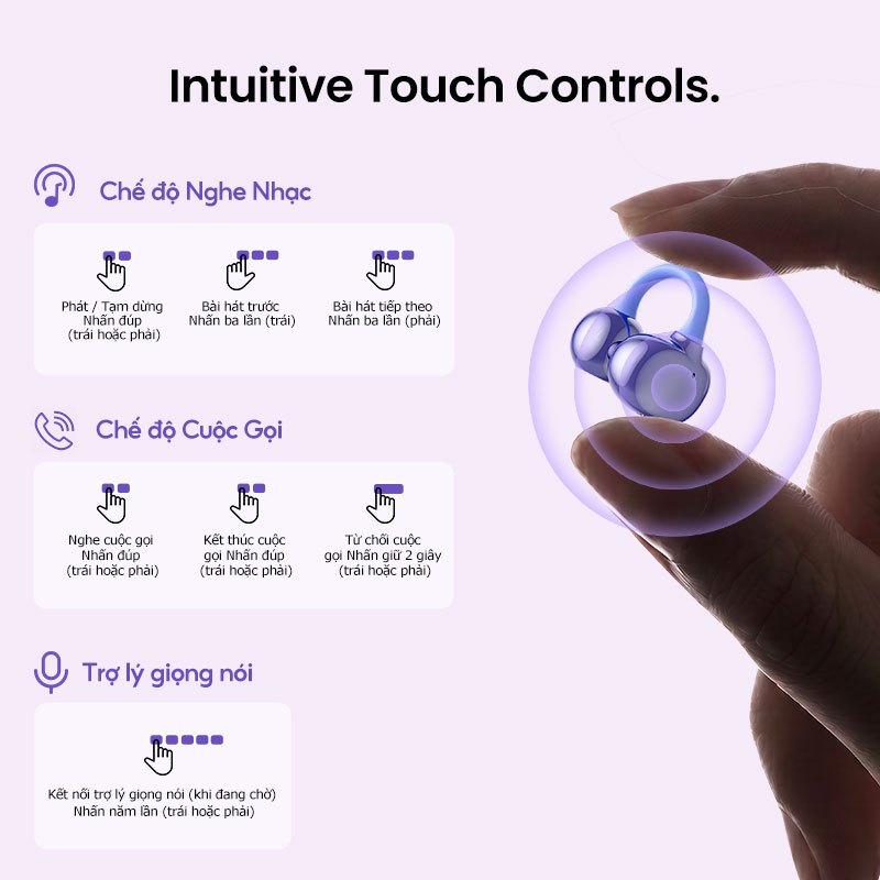 Freeclip tai nghe Kẹp Vention Chống nước Bluetooth V6.0 Hỗ Trợ AAC/SBC, Sạc USB-C, loa kép dynamic