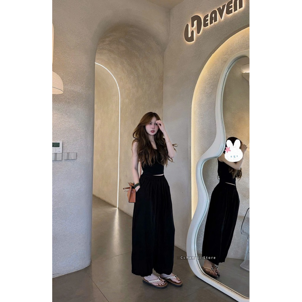 [𝐒𝐮𝐙𝐲] Quần Đũi Linen Gấu Bo Xếp Li QCCC (Dài 90cm)