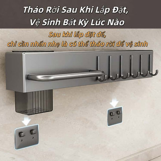 Kệ treo bếp không khoan | Dán tường chắc chắn | Để được dao, kéo, đũa, thìa
