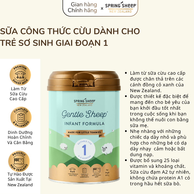 [NHẬP KHẨU] Sữa Cừu Spring Sheep Lon Số 1 Cho Bé Hấp Thụ Tốt, Tiêu Hóa Khỏe, Date Mới Đủ Tem Phụ