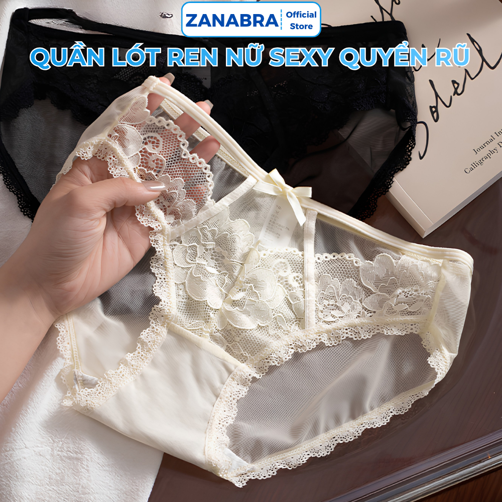 [ Xả Hàng ] Quần Lót Nữ Ren Đính Nơ - Quần Chip Cạp Vừa Kháng Khuẩn Thoáng Khí ZANABRA L8809