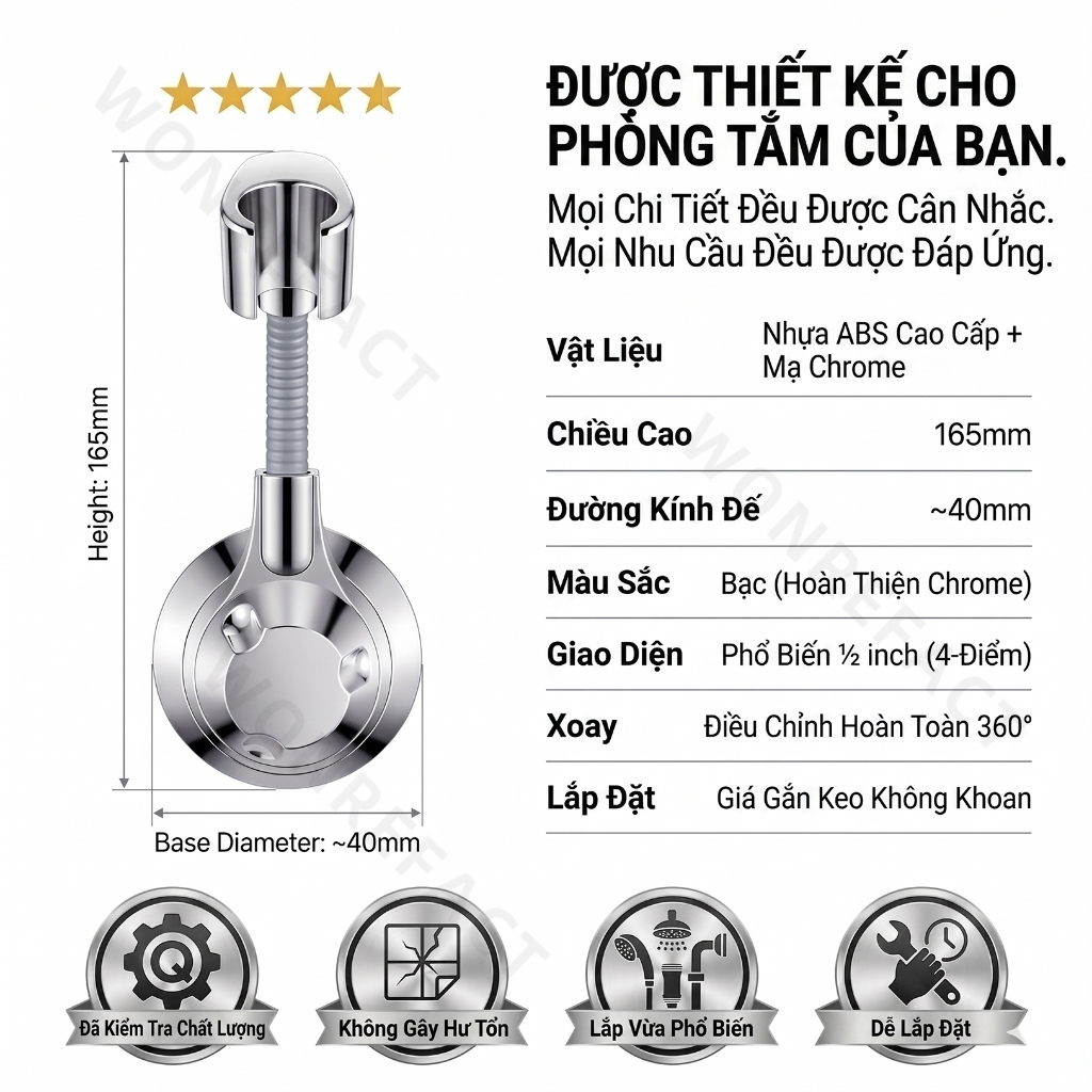 Giá Treo Vòi Xịt Vệ Sinh Và Vòi Sen Chống Nước Siêu Dính Khóa Cố Định Nhựa ABS Cao Cấp Phù Hợp Mọi Phòng Tắm