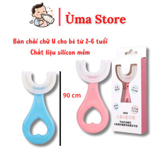 Bàn chải đánh răng chữ u silicon siêu mềm cho bé, kem đánh răng cho trẻ, cốc đánh răng trẻ em