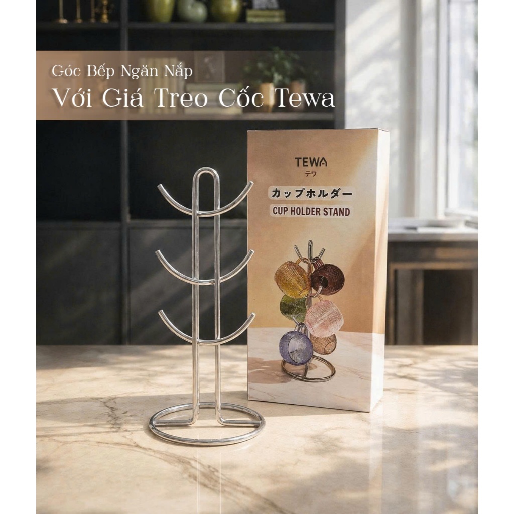 Giá Treo Cốc TEWA 6 Móc  – Góc Bếp Gọn Gàng Hơn Mỗi Ngày