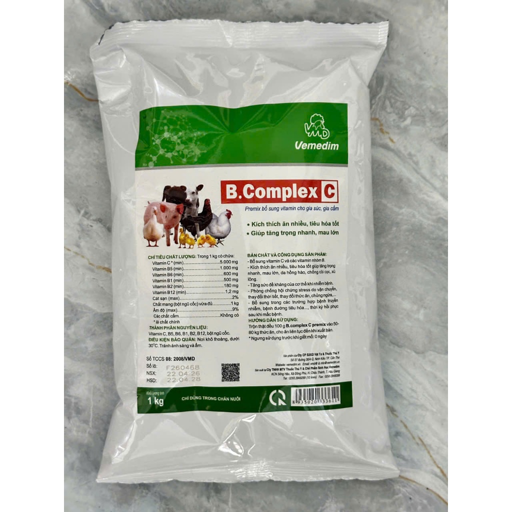 B.complex C vemedim premix giúp vật nuôi tăng trọng nhanh