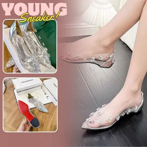 Giày Búp Bê Nữ Pha Lê, Giày Nữ Pha Lê Trong Suốt Đính Đá 2CM N06 || Young Sneaker