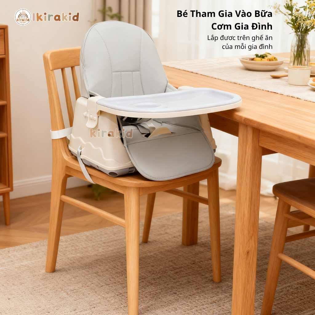 Ghế Ăn Dặm HANBEI Đa Năng 3in1 Cho Bé Mẫu Mới Đầy Đủ Phụ Kiện Đệm Bánh Xe Dây Đai An Toàn