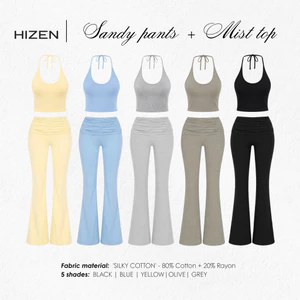HIZEN | Set Áo Bra Yếm , Quần Gập Lưng Thấp Cotton Lụa Mềm Thoải Mái | EASE TOP x SANDY PANTS