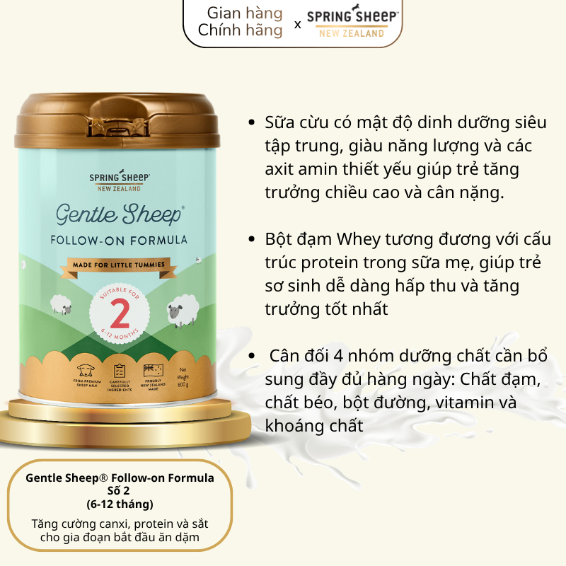 [NHẬP KHẨU] Sữa Cừu Spring Sheep 800G Lon Số 2 Chính Hãng Đủ Tem Phụ Giúp Bé Hấp Thụ Tôt Date 2028