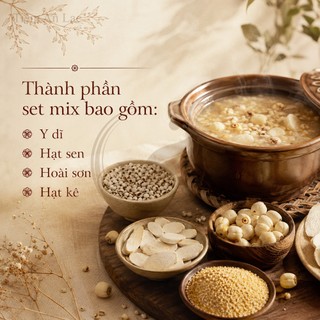 Cháo Dưỡng Khí Huyết, Y dĩ, Hoài Sơn, Kê Vàng, Hạt Sen, Táo Đỏ, Đường Nâu, Set Cháo Bổ Tỳ Vị