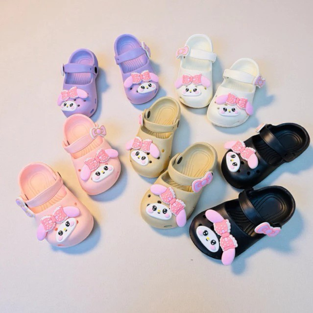 Dép sục thời trang búp bê bale bé gái charm thỏ nơ cute quai hậu chống trượt siêu nhẹ cho bé từ 1-10 tuổi