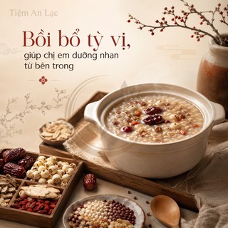 Cháo Dưỡng Khí Huyết, Y dĩ, Hoài Sơn, Kê Vàng, Hạt Sen, Táo Đỏ, Đường Nâu, Set Cháo Bổ Tỳ Vị