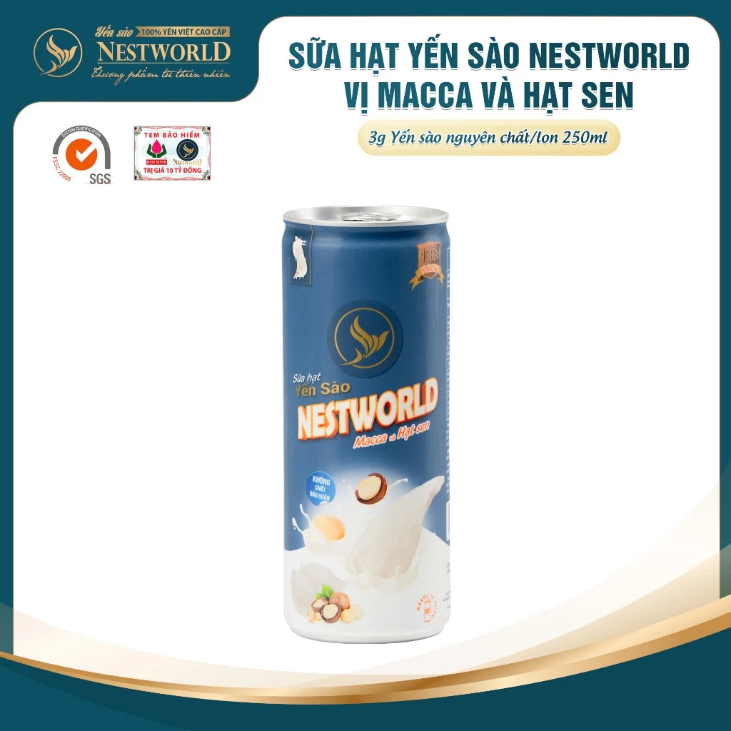 [1 LON] SỮA HẠT YẾN SÀO NESTWORLD MACCA VÀ HẠT SEN