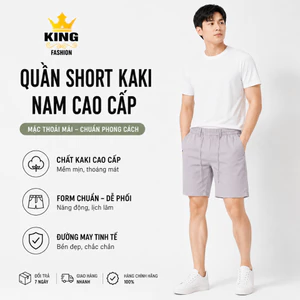 Quần Short Cao Cấp Lưng Thun KING FASHION Thiết Kế Dây Rút Có Khóa Kéo Vải Co Giãn Trẻ trung