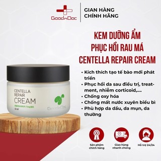 Kem Dưỡng Phục Hồi Da Rau Má Centella GoodnDoc Kem Rau Má GoodnDoc Centella Repair Cream Dưỡng Ẩm 50ml - Skinora Beauty