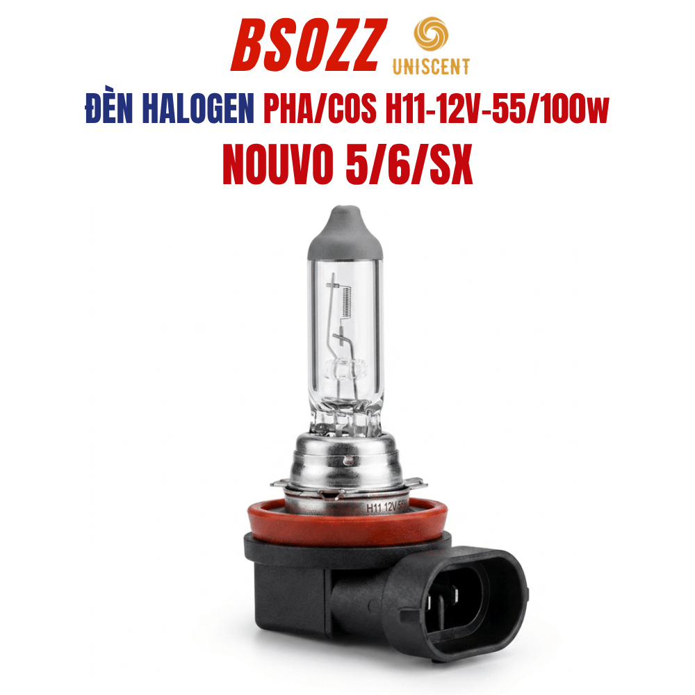 Bóng Đèn Halogen PHA/COS NOUVO 5/6/SX H11-12V-55/100w (PGJ19-2) Chip Osram BSOZZ- Made In Thailand