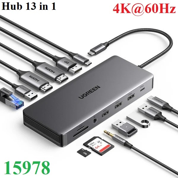 Docking Station Revodok Pro 13 in 1 ra HDMI, DP, USB, LAN, SD/TF, PD ...