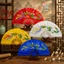 Quạt xếp Long Phụng quạt múa võ thuật Thái cực quền bằng nhựa cầm tay in hình rồng phượng phong cách Trung Hoa cổ trang