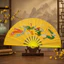 Quạt xếp Long Phụng quạt múa võ thuật Thái cực quền bằng nhựa cầm tay in hình rồng phượng phong cách Trung Hoa cổ trang