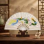Quạt xếp Long Phụng quạt múa võ thuật Thái cực quền bằng nhựa cầm tay in hình rồng phượng phong cách Trung Hoa cổ trang