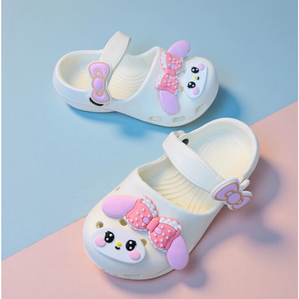 Dép sục thời trang búp bê bale bé gái charm thỏ nơ cute quai hậu chống trượt siêu nhẹ cho bé từ 1-10 tuổi
