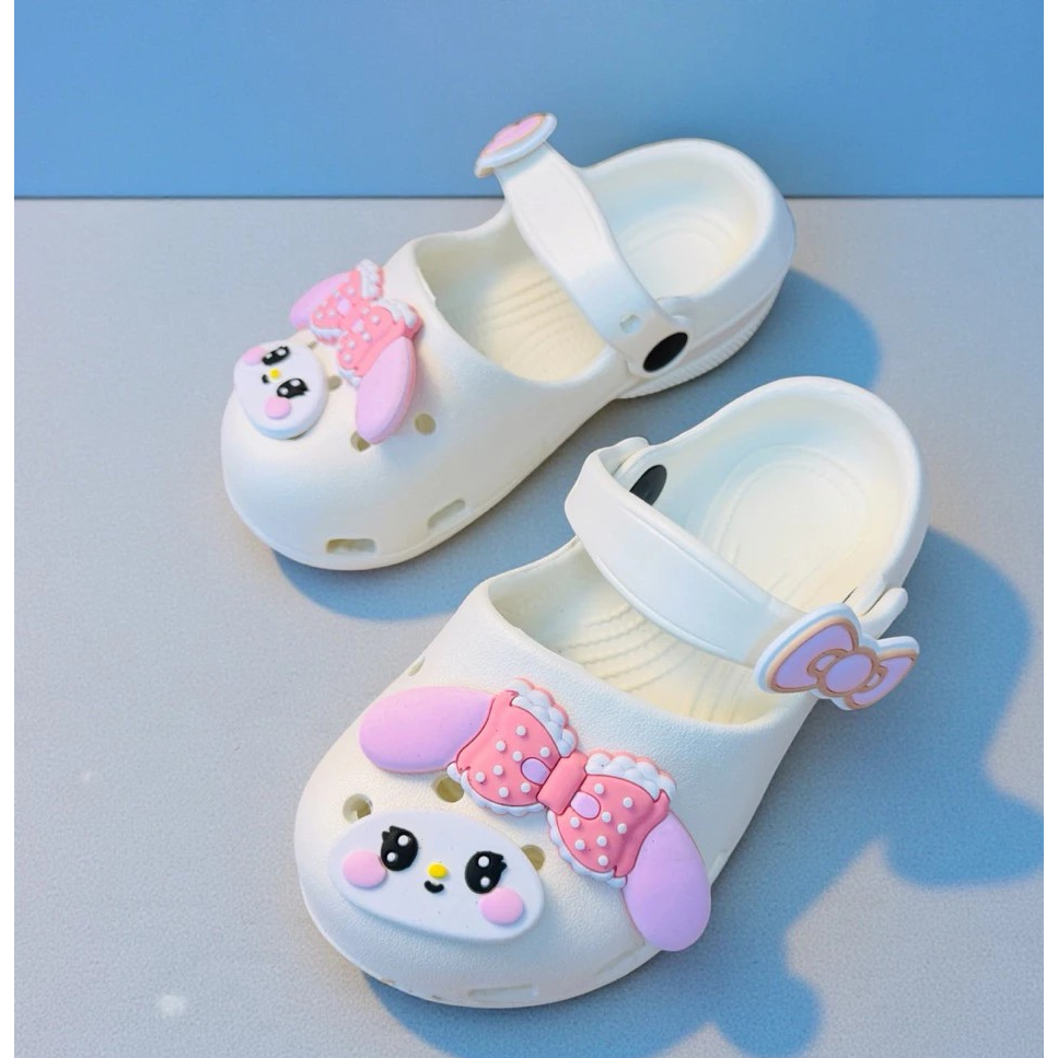 Dép sục thời trang búp bê bale bé gái charm thỏ nơ cute quai hậu chống trượt siêu nhẹ cho bé từ 1-10 tuổi