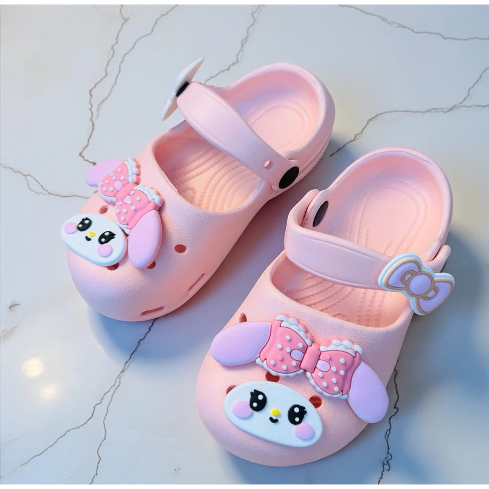 Dép sục thời trang búp bê bale bé gái charm thỏ nơ cute quai hậu chống trượt siêu nhẹ cho bé từ 1-10 tuổi