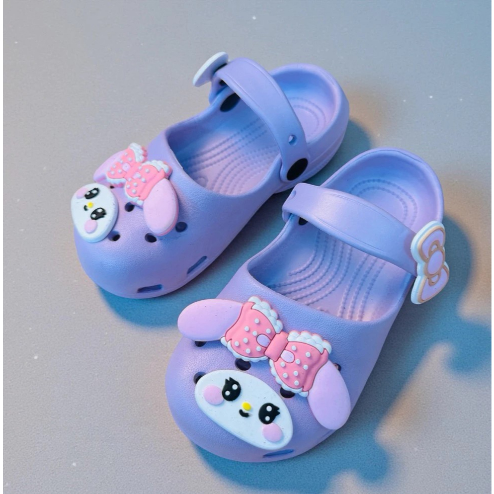 Dép sục thời trang búp bê bale bé gái charm thỏ nơ cute quai hậu chống trượt siêu nhẹ cho bé từ 1-10 tuổi
