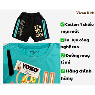 (Size từ 13-27kg)Đồ Bộ Quần Áo Thun Cotton 4 Chiều Cao Cấp Dành Cho Bé Trai Mùa Hè - hãng YOKO
