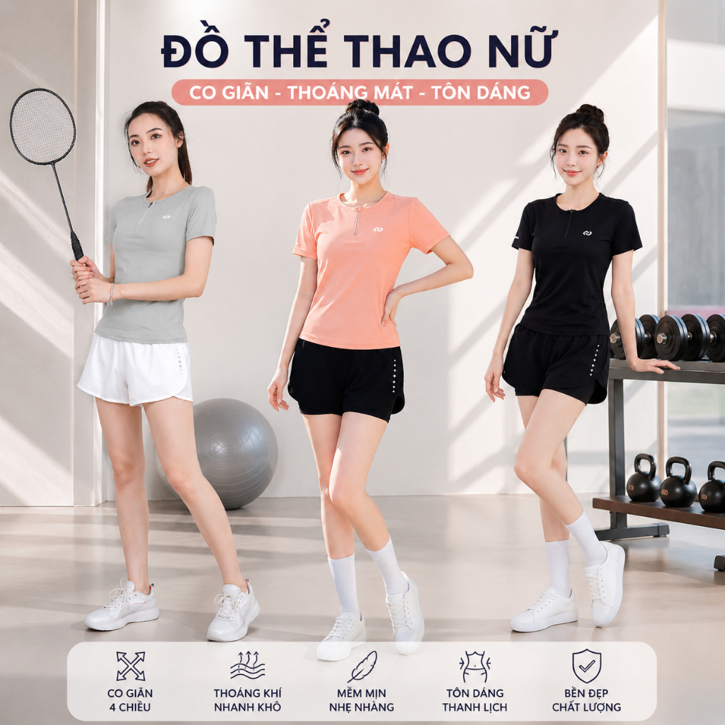 Bộ quần áo thể thao nữ [YUNA 64] Bộ tập gym nữ thoáng mát phù hợp thể thao ngoài trời Quần tập 2 lớp
