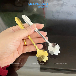 Thìa Cafe Inox SUS 304 HÌNH HOA| Muỗng cà phê họa tiết hình lá dùng nước ép, sinh tố, decor trà bánh