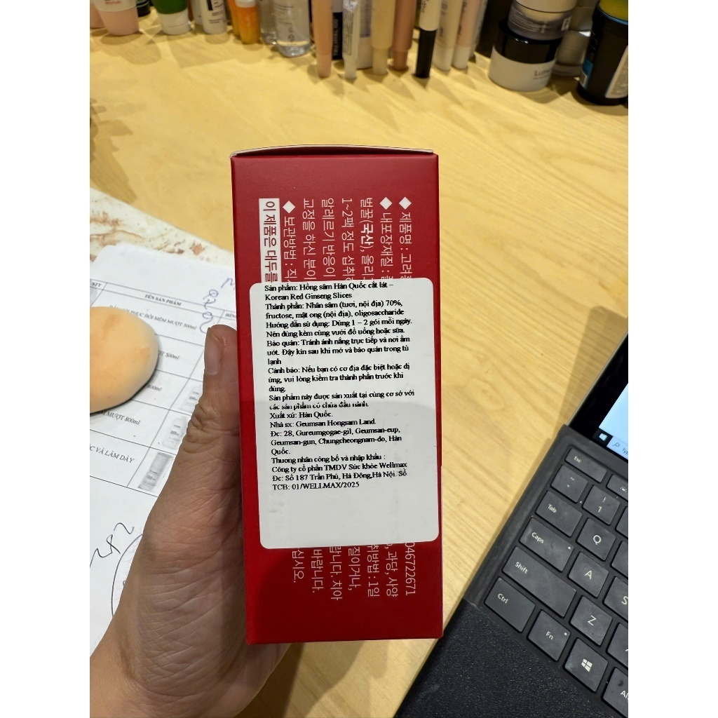 A450_Combo (05 Hộp) E56 Hồng Sâm Hàn Quốc Thái Lát Korean Red Ginseng Slices Hộp 30g + (01 Tuýp) M27 Kem Dưỡng Retinal A