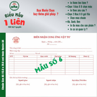 Phiếu nhận hàng 2 liên-Bloc 2 (in sẵn) & Bloc 6 (chọn mẫu in tên) hoặc theo thiết kế