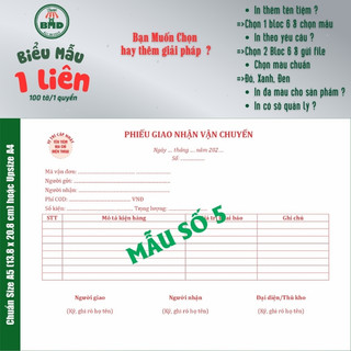Phiếu nhận hàng 2 liên-Bloc 2 (in sẵn) & Bloc 6 (chọn mẫu in tên) hoặc theo thiết kế
