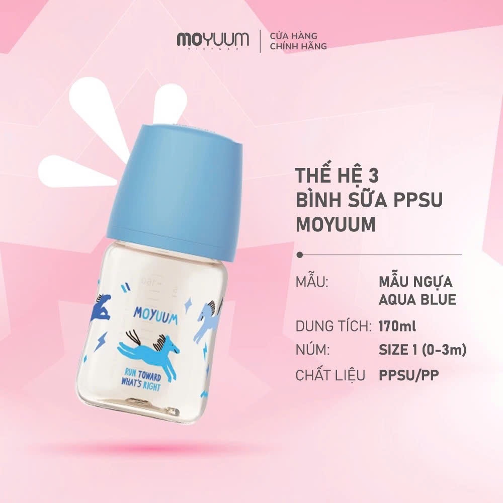 Bình sữa PPSU Moyuum - Họa tiết - Thệ hệ 3 - 80/170/270/330ml  - BS - 17313970518