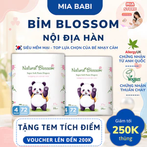 COMBO 4 BỊCH 1 THÙNG Tã Bỉm Natural Blossom siêu mỏng, siêu mềm, nội địa Hàn đủ size