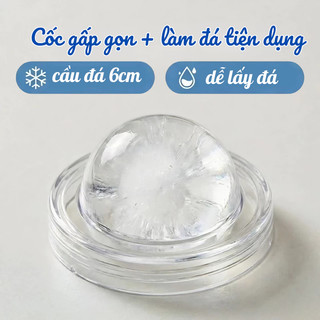 Cốc nước làm đá gấp gọn 2in1, khay đá dạng cốc gấp gọn kèm ống hút, cốc nước kết hợp khay đá tiện lợi