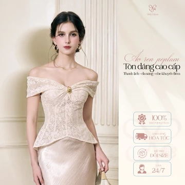 Áo Ren Trễ Vai Tôn Dáng Peplum Chất Liệu Ren Cao Cấp Thiết Kế Sang Trọng Thanh Lịch