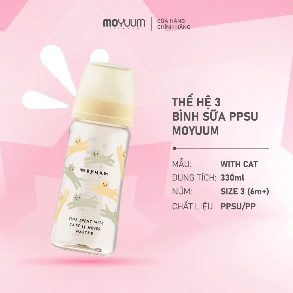 Bình sữa PPSU Moyuum - Họa tiết - Thệ hệ 3 - 80/170/270/330ml  - BS - 17313970518