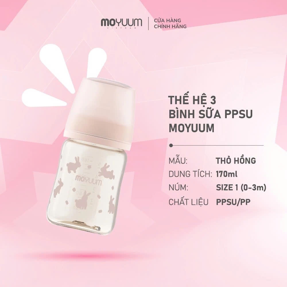 Bình sữa PPSU Moyuum - Họa tiết - Thệ hệ 3 - 80/170/270/330ml  - BS - 17313970518