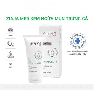 Kem Dưỡng Ngừa Mụn Trứng Cá  Ziaja Med Anti-imperfections Dermatological Formula Acne Balance Cream 50ml
