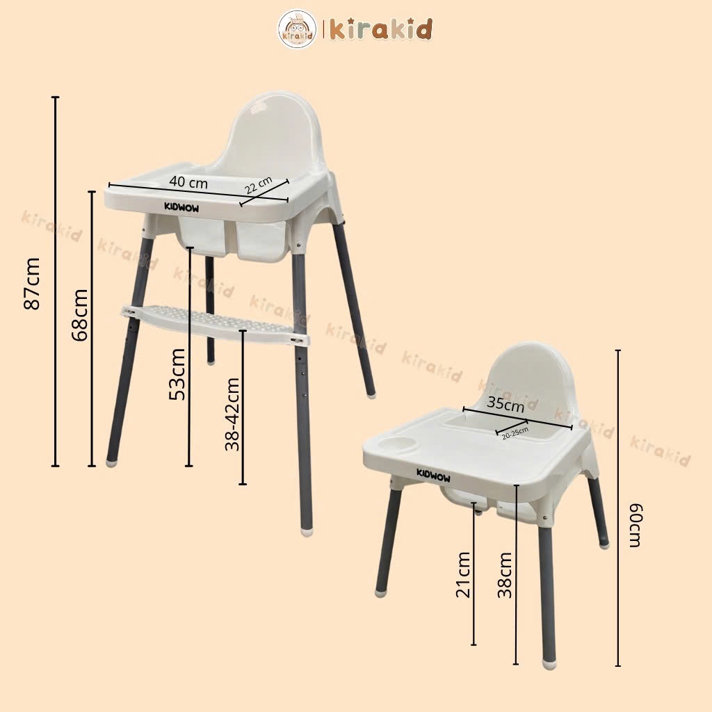 [Kèm Set Silicon Chống Trượt] Ghế Ăn Dặm KIDWOW 2in1 Lắp Cao - Thấp Cho Bé Từ 6 Tháng - 3 Tuổi