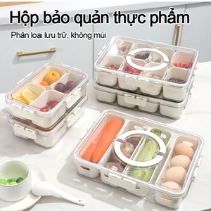 Hộp Bảo Quản Thực Phẩm Phân Ngăn Không Trộn Mùi - Hộp Đựng Có Ngăn, Hộp Xoay 360 Độ