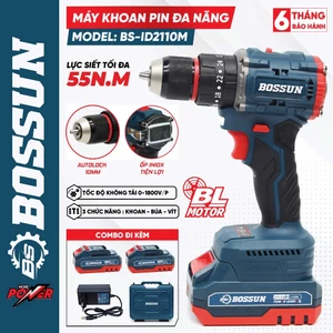 Máy Khoan Boshun BS-ID2110M Lực Siết 55Nm Không Chổi Than 3 Chức Năng, Khoan tường, Khoan gỗ