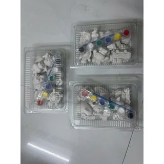 (Tặng kèm màu + cọ vẽ) Combo 10 tượng thạch cao mini 2d size 4-5cm siêu kute