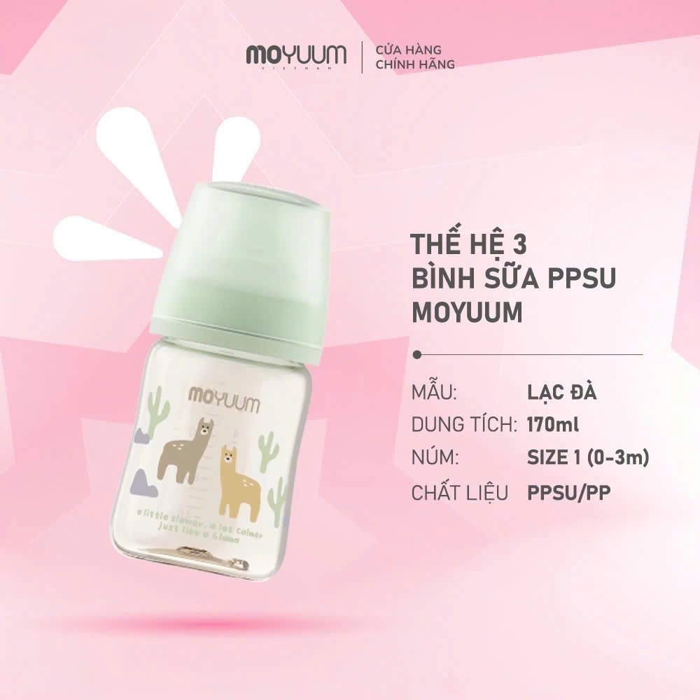 Bình sữa PPSU Moyuum - Họa tiết - Thệ hệ 3 - 80/170/270/330ml  - BS - 17313970518